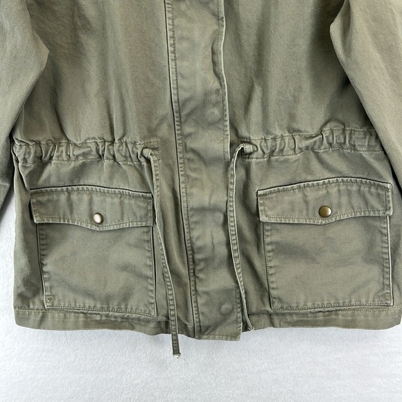 LOFT Outlet Embroidered Utility Jacket Sz M Green Drawstring Zip/Snap Front - Picture 5 of 13